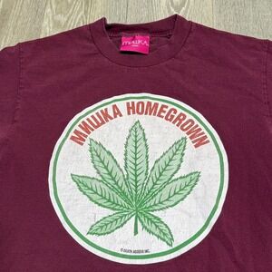 Mishka MNWKA Homegrown Weed T-shirt‎ Small Burgundy Streetwear Skater